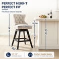 thumbnail image 3 of Swivel Bar Stools Set of 4, 26" Counter Height Bar Stools with Back, Farmhouse Velvet Barstools for 34–38" Kitchen Island, Beige (Set of 4), 3 of 11
