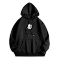 thumbnail image 5 of Women Hoodies Halloween Unisex Cute Little Ghost Print Sweatshirt Long Sleeve Pullover Tops Fall Winter Warm Apparel Black L, 5 of 5