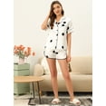 thumbnail image 3 of Conjunto de pijama de satén cheibear con camiseta y pantalones cortos lunares color blanco grande, 3 of 5