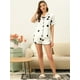 thumbnail image 3 of Conjunto de pijama de satén cheibear con camiseta y pantalones cortos lunares color blanco grande, 3 of 5