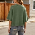 thumbnail image 4 of Tanghaowl Womens Tops Casual Elegant Round-Neck Lightweight Knit Pullover Top for Spring Autumn Women's Pullover Casual Green L, 4 of 5