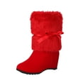 thumbnail image 2 of Roncen Women's Fashion Casual Ankle Boots - Round Toe Platform Heel with Festive Red Christmas Bow Design, Warm Faux Fur Lined Slip-Resistant Winter Boots for Trendy Outfits, 2 of 7