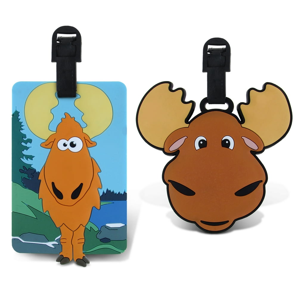 Puzzled PUZZLED TAGGAGE! GOOFY MOOSE AND MOOSE LUGGAGE TAG 3.5X5 INCH