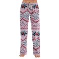 thumbnail image 5 of Lumtrix Christmas Pajamas For Women Casual Xmas Snowflakes Printed Pj Sleepwear Cute Lounge Elastic Waist Palazzo Pants Winter Pajamas Watermelon Red 2XL, 5 of 6