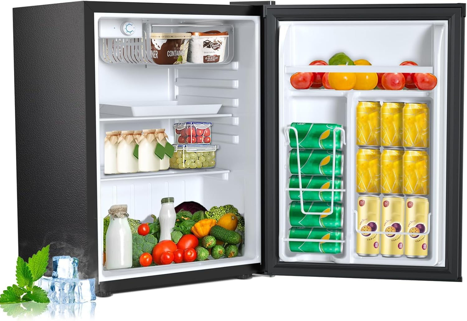 WAA 2.6 Cu.Ft Compact Refrigerator Single Door Mini Fridge with Freezer,Silver