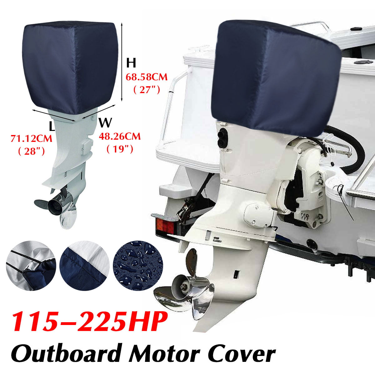 Waterproof Vented Outboard Motor Boat Engine Cover 115-225 HP Size 6 Red