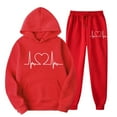 thumbnail image 2 of Fanxing 2025 Clearance Women Men 2 Piece Tracksuit Set Long Sleeve Hoodies Sweatsuits and Sweatpants Outfits Jogger Workout Set M,L,XL,XXL,XXXLRed,XXL, 2 of 5