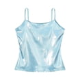 thumbnail image 3 of Aiihoo Women's Wet Look Metallic Tank Tops Spaghetti Straps Camisole Slim Vest Shirt Hip Hop Dancewear Light Blue M, 3 of 7