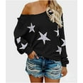 thumbnail image 2 of Star Sweater Women Vintage Long Sleeve Knit Sweater Yk2 Star Pattern Crew Neck Casual Pullover Top(A), 2 of 5