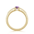 thumbnail image 2 of ANGARA Natural 0.45 Ct. Amethyst with Diamond Side Stones Ring in 14K Yellow Gold for Women (Ring Size: 7), 2 of 7