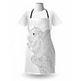 thumbnail image 3 of Groundhog Day Collection Apron, Monochrome Design Zentangle Ornamental Outline Marmot, Unisex Kitchen Bib with Adjustable Neck for Cooking Gardening, Adult Size, Charcoal Grey and White, by Ambesonne, 3 of 4