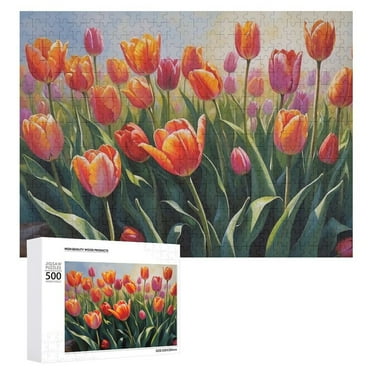 500-Piece Puzzle – Spring and Flowers, Wooden Jigsaw for Family Fun, Great for All Ages