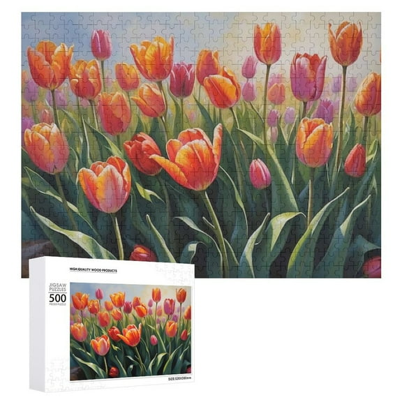 500-Piece Puzzle – Spring and Flowers, Wooden Jigsaw for Family Fun, Great for All Ages