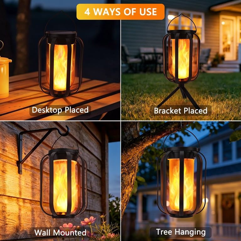 Toodour Solar Hanging Lanterns 2 Pack With 4 Lighting Modes photo 6