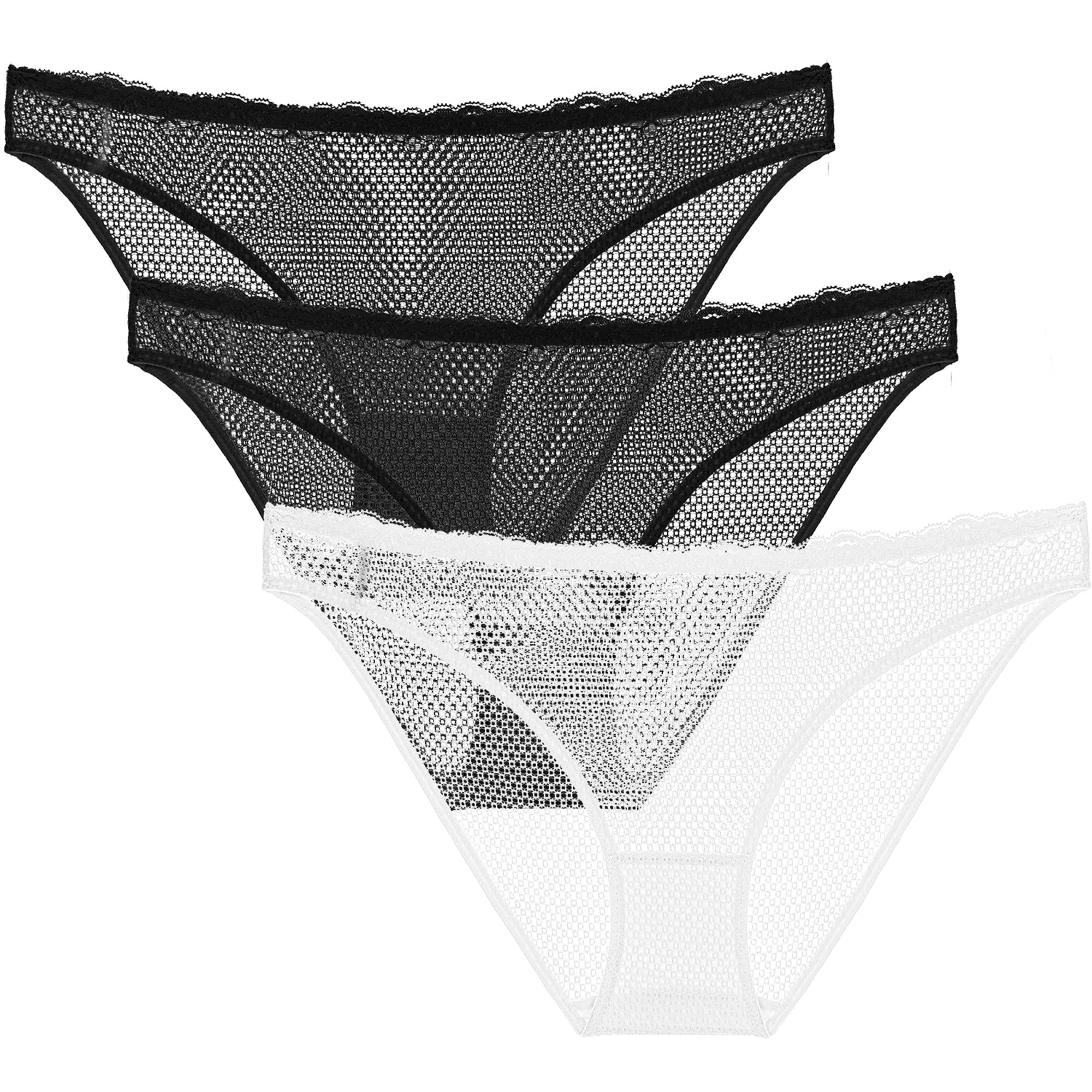 Wingslove Women's 3 Pack Bikini Panties See Through Hipster Underwear