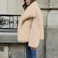 thumbnail image 5 of Womens Faux Fur Coats Trendy Long-Sleeve Coat Winter Fluffy Outerwear Shaggy Parka Coat Beige M, 5 of 8