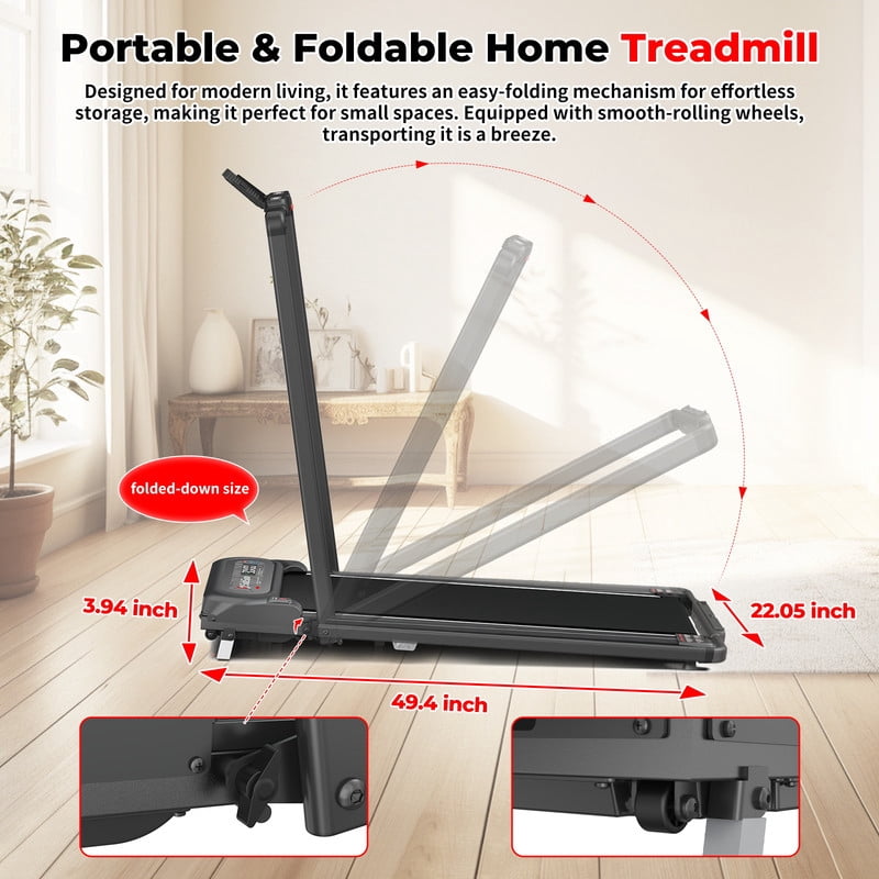 3 in 1 Folding Treadmill, Walking Pad Treadmill with Handle and Incline, Under Desk Treadmill 2.5HP, 265 lbs Weight Capacity, Remote Control