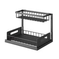 thumbnail image 1 of Mistaha 2-Pack Carbon Steel L-Shaped Kitchen Cabinet Storage Rack with Drainage Sink, 25kg Load Capacity, High Guardrail Design, Detachable, Pull-Out Drawer Basket, for Kitchen/Living Room/Bathroom,, 1 of 6