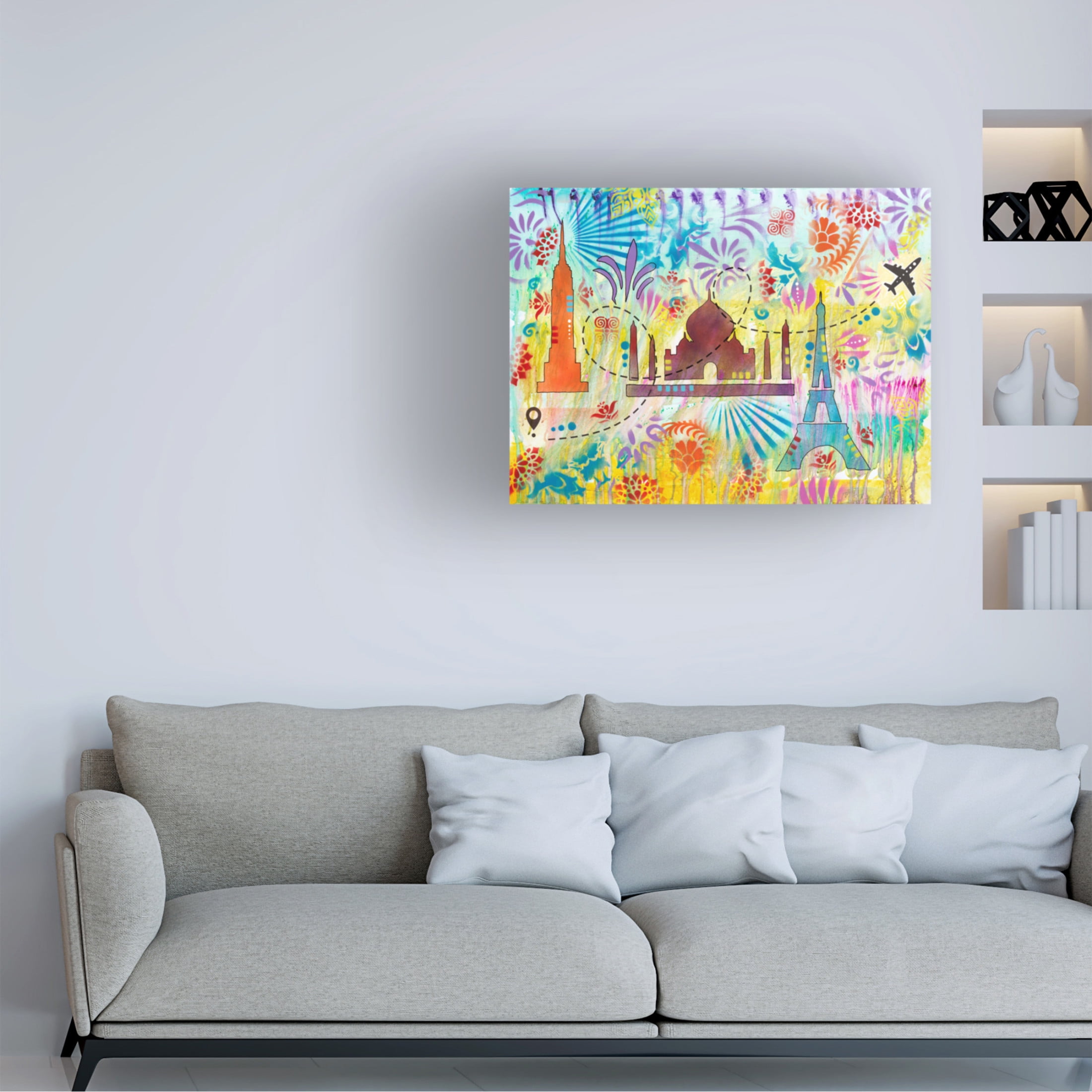 Canvas Wall Art - Dean Russo- Exclusive 'World Landmarks' Wall Art for Living Room, Bedroom, or Office Décor by Trademark Fine Art - 24 x 18 Inches