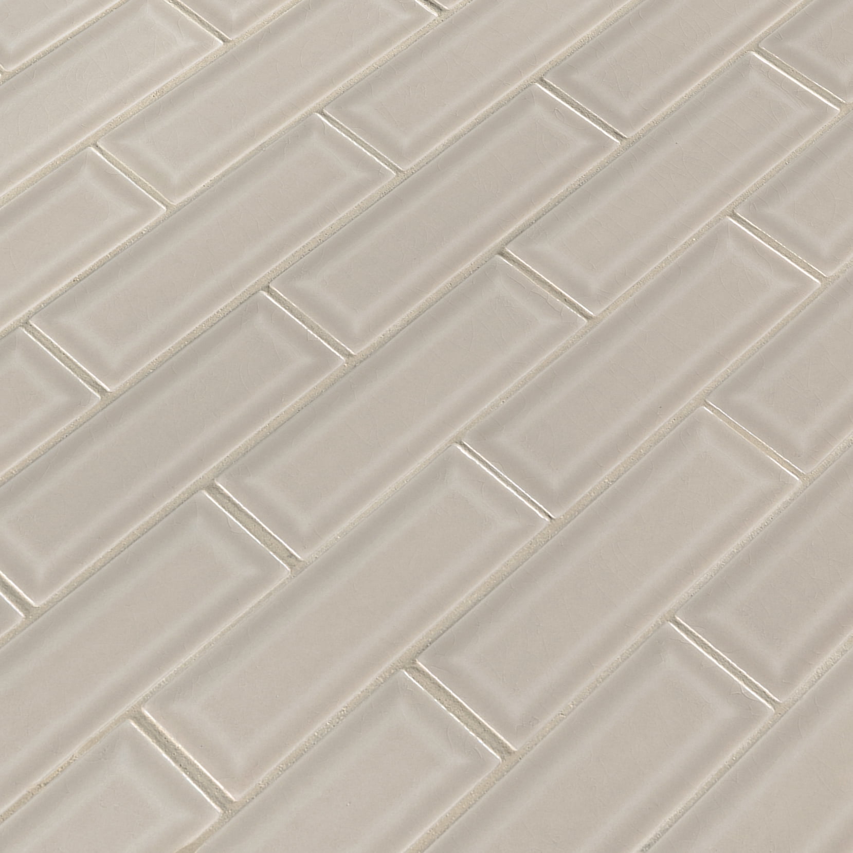 Portico Pearl Beveled 12 in x 12 in. x 10mm Glossy Ceramic Mesh-Mounted Mosaic Tile (10 sq. ft. / case)