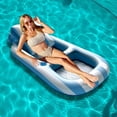 thumbnail image 4 of Sioweci Inflatable Lounger Float Pool Float with Backrest Cupholder Wear Resistant Extra Large Thick PVC Pool Float for Adult Blue, 4 of 10