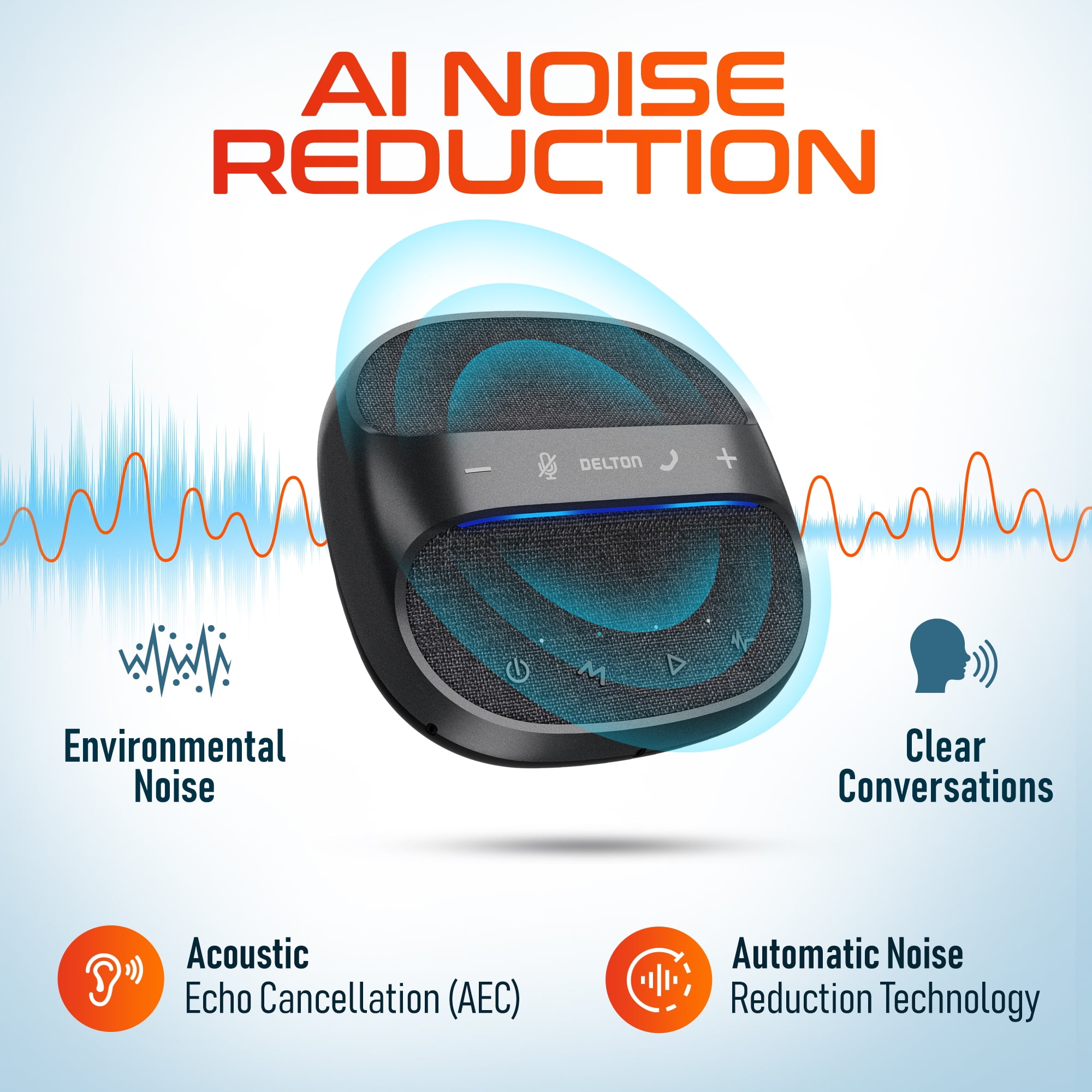 Delton C4700 Wireless Bluetooth Conference Speaker with Microphone, 9-Hour Call Time, 360° Voice Pickup, 10 to 16 Feet Voice Range, Noise Reduction, Compatible with Zoom, Slack, Skype