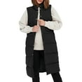thumbnail image 2 of FEORJGP Women Quilted Puffer Vest Solid Color Long Waistcoat Button Down Jacket Warm Cozy Cardigan for Windybreak Winter Outwear Streetwear, 2 of 5