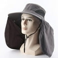 thumbnail image 4 of Máscara facial de ala ancha para mujer, sombrero para el sol, cuello desmontable, solapa para la cara, cola de caballo, visera de protección UV, sombrero para jardín, pesca, senderismo, 4 of 5