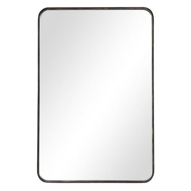 Benjara BM239338 36 in. Rectangular Metal Wall Mirror with Round Corners, Bronze