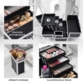 thumbnail image 3 of Estuche de maquillaje Joligrace con 3 bandejas, espejo y soporte para brochas, 3 of 6