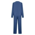 thumbnail image 4 of Yeaiivve Women's Solid Sweatsuit Set 2 Piece Long Sleeve Pullover Sweatshirt and Sweatpants Sport Outfits Sets Navy M, 4 of 4