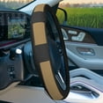 thumbnail image 4 of Deluxe Full Grain Authentic Leather Steering Wheel Cover Fits 14.5" - 15.5", 4 of 5