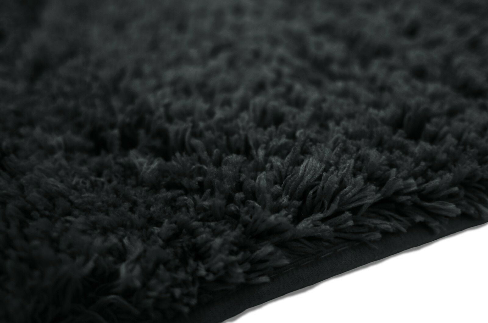 Kashi Home Luxury Soft Plush Black Microfiber Bath Rugs, Non-Slip (3 Count)