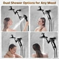 thumbnail image 3 of BRIGHT SHOWERS Rain Shower Head with Handheld Spray Built-in Power Wash, High Pressure Dual Shower Head with Height Adjustable Extension Arm, 3-Way Diverter, 9 Settings Handheld, 69" Hose, Chrome, 3 of 8