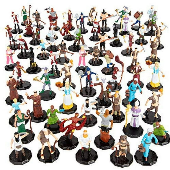 Townsfolk Mini Fantasy Bulk Figures Set- 64 Hand-Painted Miniatures (2X of 32 Unique Sculpts)- 1" Hex Nobility, Merchants, and More- Compatible w DND Dungeons Dragons, Pathfinder, RPG Table Top Games