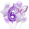 thumbnail image 1 of Decoraciones para fiestas con globos, color morado, para niñas que cumplen 6 años, 1 of 4