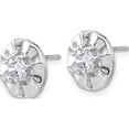 thumbnail image 2 of Sterling Silver Rhodium-Plated Polished & Rippled Halo Cz Post Earrings (Width 11.5) (Length 11.5) - Jbsp, 2 of 5