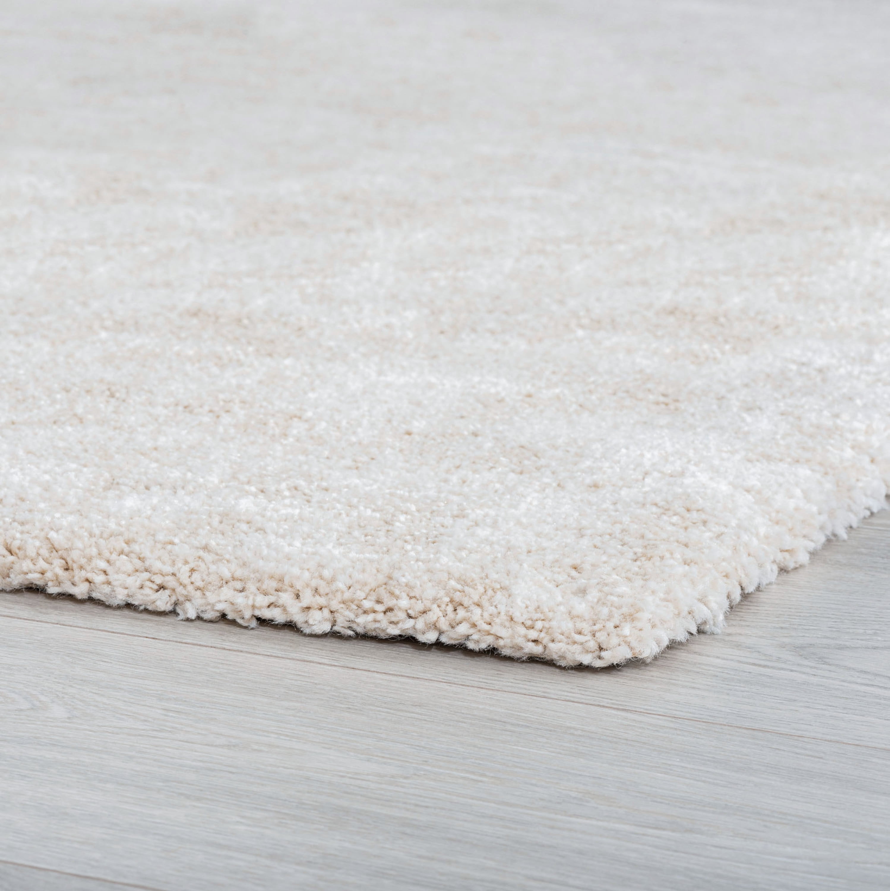 Shag 6x8 Area Rug Thick (5'6'' x 7'10'') Solid Cream Living Room Easy to Clean