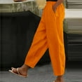 thumbnail image 2 of Jxximdong Cargo Pants for Women, Pocket Cotton Linen Fashion Solid Color Pants Slim Casual Long Pants, Orange Womens Casual Trousers, 2 of 5