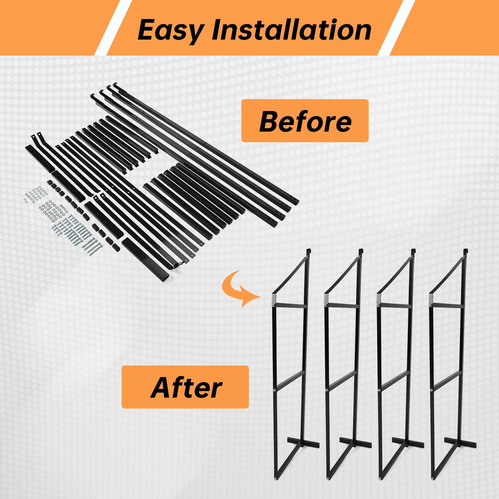Kojem 4 Pack of 3 Tier Shipping Container Shelving Bracket 18" x 60" Universal for Heavy Duty Trailer Containers Cargo Shelf Hang & Hook Shelf Brackets Black