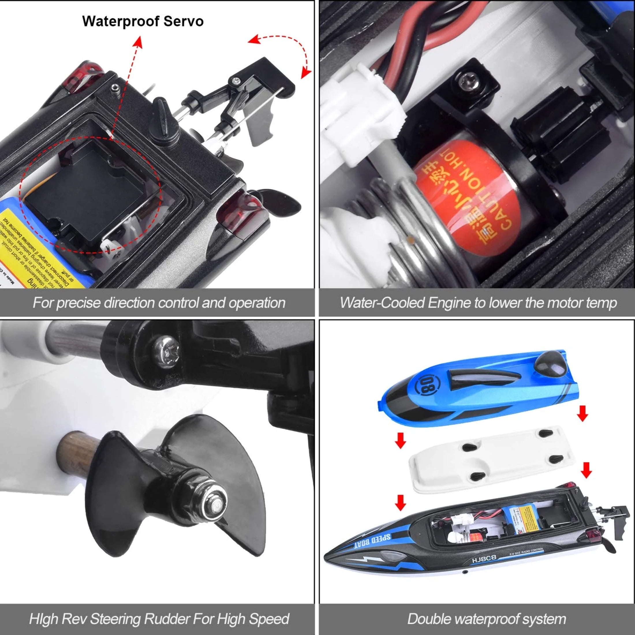 High-Speed RC Boat, Funtogether Toys, HJ808 18MPH with Dual Batteries, 2.4GHz Racing Toy for Pools & Lakes