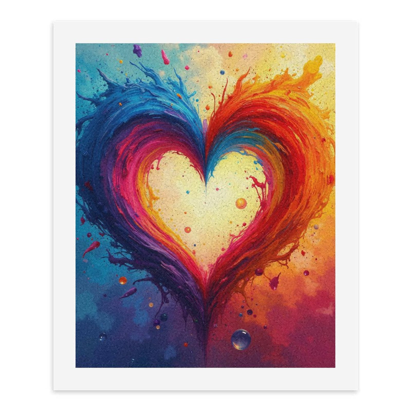 Paint By Numbers Kit for Adults Beginner - DIY Vibrant Heart Paint Splash Art Canvas Painting Kits for Adults, Frameless Paint By Number for Adults for Home Wall Decor 16x20 Inch