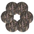 thumbnail image 7 of Yayeee 6 PCS Drink Coasters with Holder Set Woven Absorbent Round Tabletop Hot Pad, Dark Flowers Pattern, 7 of 7