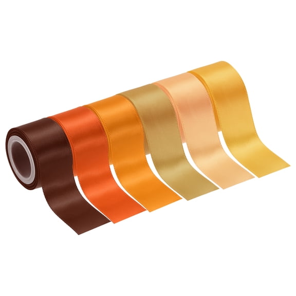 Uxcell 1 Inch x 30 Yards Solid Satin Ribbon, 6Pcs Polyester Fabric Ribbon Roll Single Faced for Gift Wrapping Crafts Wedding Birthday Bouquet Hair Bows DIY Decoration, Orange Tone