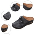 thumbnail image 5 of Rokment Flower Orthopedic Clogs Arch Support Wedge Mules for Women Boho Beach Comfortable Leather Closed Toe Air Cushion Walking Half Slippers Summer Casual Dress Slides Sandals Black Size 7, 5 of 7