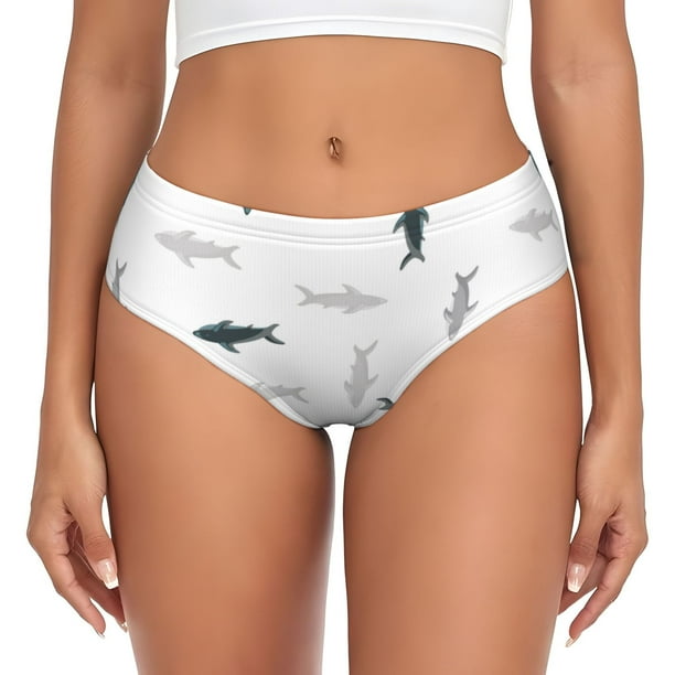 Fotbe Cute Shark Calzones Estampados para Mujer – Ropa Interior de Algodón, Cómoda, Suave y Elástica-Large