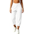 thumbnail image 2 of Pants for Women Baeitkot Women's Linen Casual Solid with Pocket Elastic Waist Cargo Pants, 2 of 8