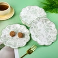 thumbnail image 4 of Sage Green Floral Party Plates Vintage Floral Leaf Disposable Paper Plates Wildflower Green Toile 7" Scalloped Rim Dessert Plates for Christmas Birthday Bridal Tea Party Supplies (48, Green Floral), 4 of 16