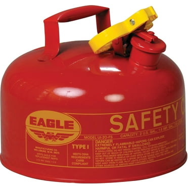 Eagle 2 Gallon Type I Red Safety Gas Can for Gasoline with Flame Arrester and Self-Closing Lid, Made in the USA, Galvanized Steel Flammable Storage Can, UI20S