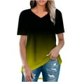 thumbnail image 3 of ZyeKqe T Shirts for Women Short Sleeve Shirts Casual V Neck Summer Tops Gradient Color Loose Fitted Tees, 3 of 6